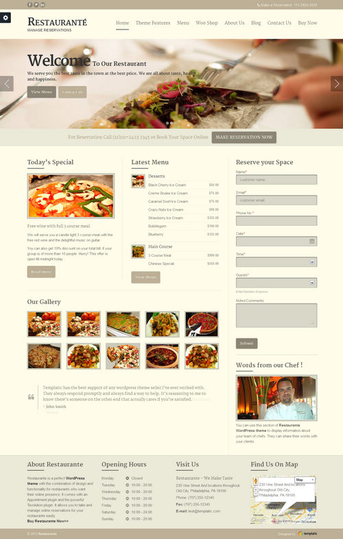 Restaurante WordPress Theme