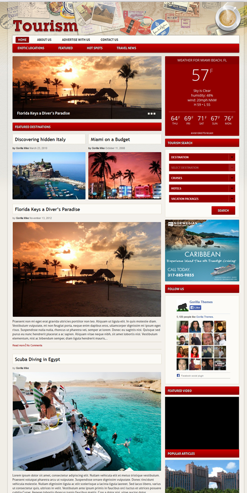 Tourism WordPress Theme