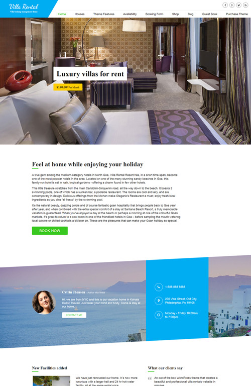 Villa Rental WordPress Theme
